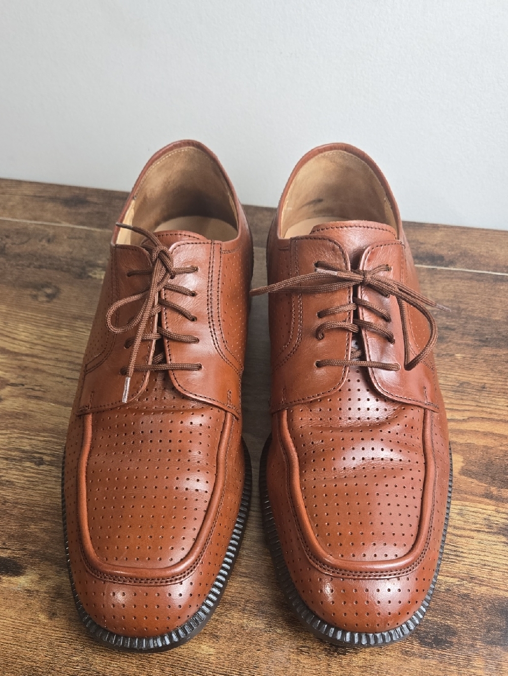 Stuart McGuire Dress Shoes Mens 12 D Brown Leather Perforated Moc Toe Italy